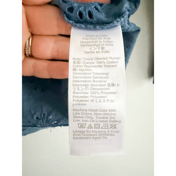 Madewell | NWT Embroidered Wide-Sleeve Boxy Tee in Sunfaded Blue | Sz XS - Picture 5 of 8